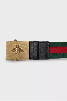 Textile belt with gold buckle