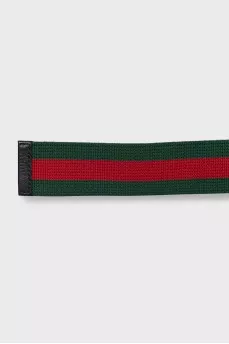 Textile belt with gold buckle