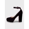Velour high heel shoes