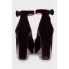 Velour high heel shoes