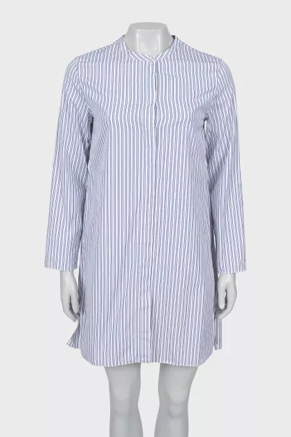 Blue striped shirt dress
