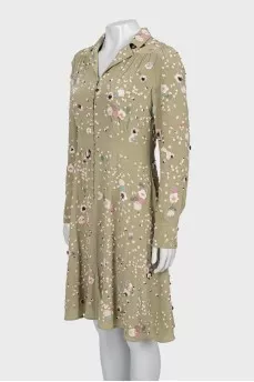 Fitted dress with beaded embroidery