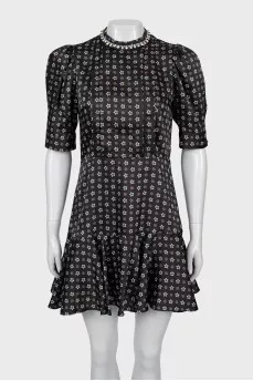 Printed dress with puff sleeves