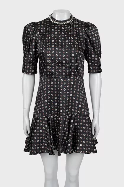 Printed dress with puff sleeves