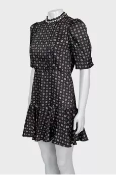 Printed dress with puff sleeves