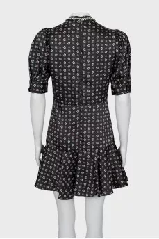 Printed dress with puff sleeves