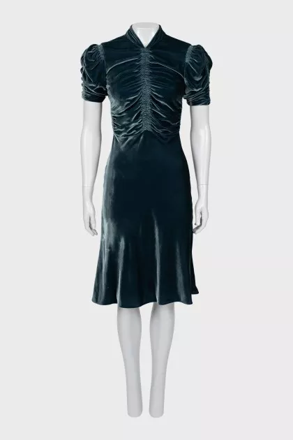 Velour dress with draping