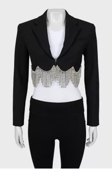 Cropped jacket with tag