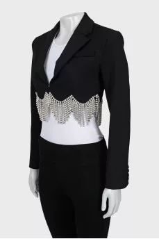 Cropped jacket with tag
