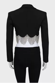 Cropped jacket with tag