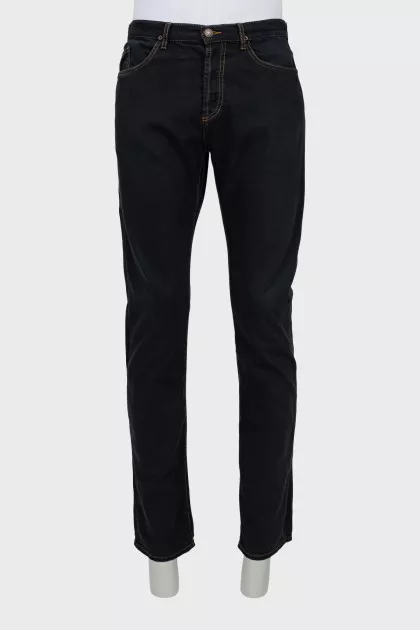 Men's black jeans with contrast seams
