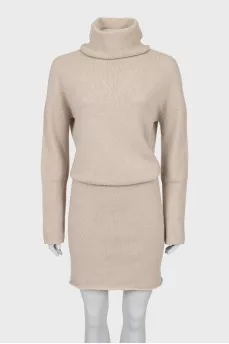 Knitted dress with a high neck