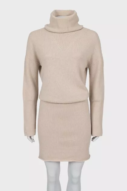 Knitted dress with a high neck