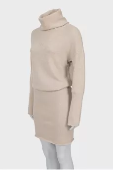 Knitted dress with a high neck