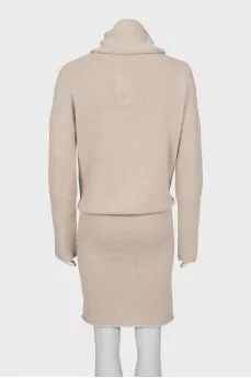 Knitted dress with a high neck