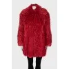 Short red fur coat