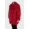 Short red fur coat