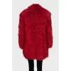 Short red fur coat
