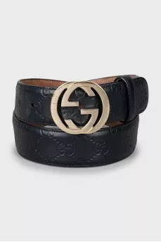 Belt with embossed print on leather