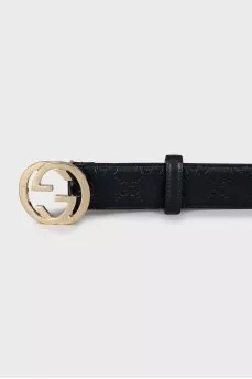 Belt with embossed print on leather