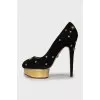 Suede shoes with gold decor