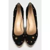 Suede shoes with gold decor