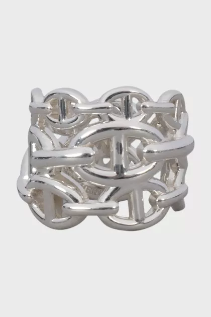 Silver ring Chaine d'ancre Enchainee