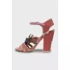 Velour sandals with decor