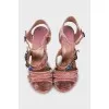 Velour sandals with decor