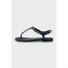 Leather sandals with silver decor