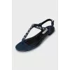 Leather sandals with silver decor