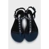 Leather sandals with silver decor