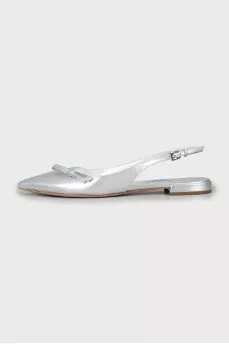 Silver leather slingbacks