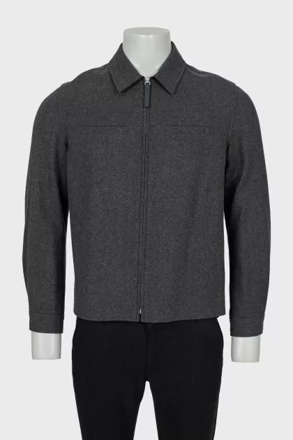 Men's Grey Bomber Jacket With Collar