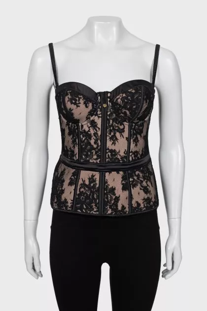 Corset with straps and lace