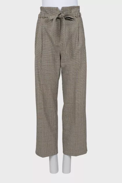 Plaid high waist trousers