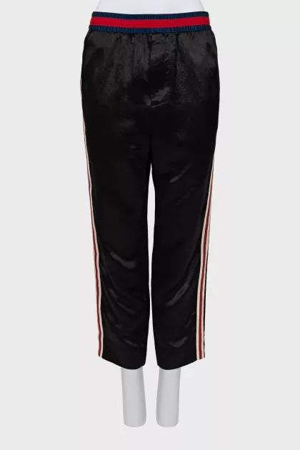 Men's satin trousers with stripes