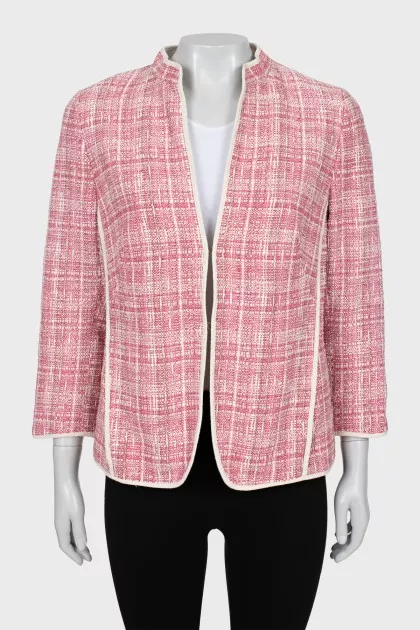 Tweed jacket with raised seams