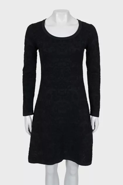 Dress with textured pattern, fitted cut