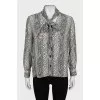 Animal print blouse with tie
