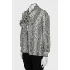 Animal print blouse with tie
