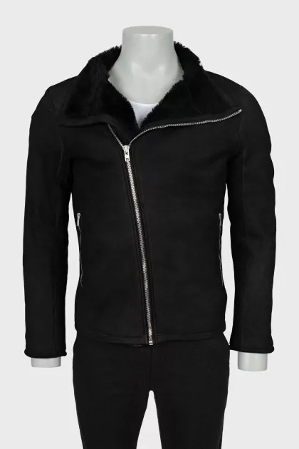 Men's sheepskin coat with pockets