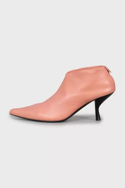 Pink high heel ankle boots
