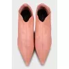Pink high heel ankle boots