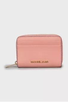 Leather wallet with gold logo