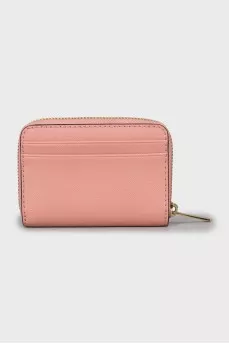 Leather wallet with gold logo