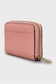 Leather wallet with gold logo