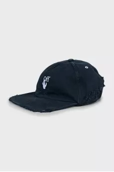 Denim cap with tag