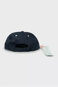 Denim cap with tag
