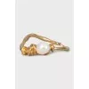 Golden earring with artificial pearls